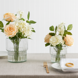 Clear ribbed glass Gala vase modern wedding centerpiece table decor Elegant clear glass ribbed vase minimalist home styling Modern clear glass table vase for weddings and events