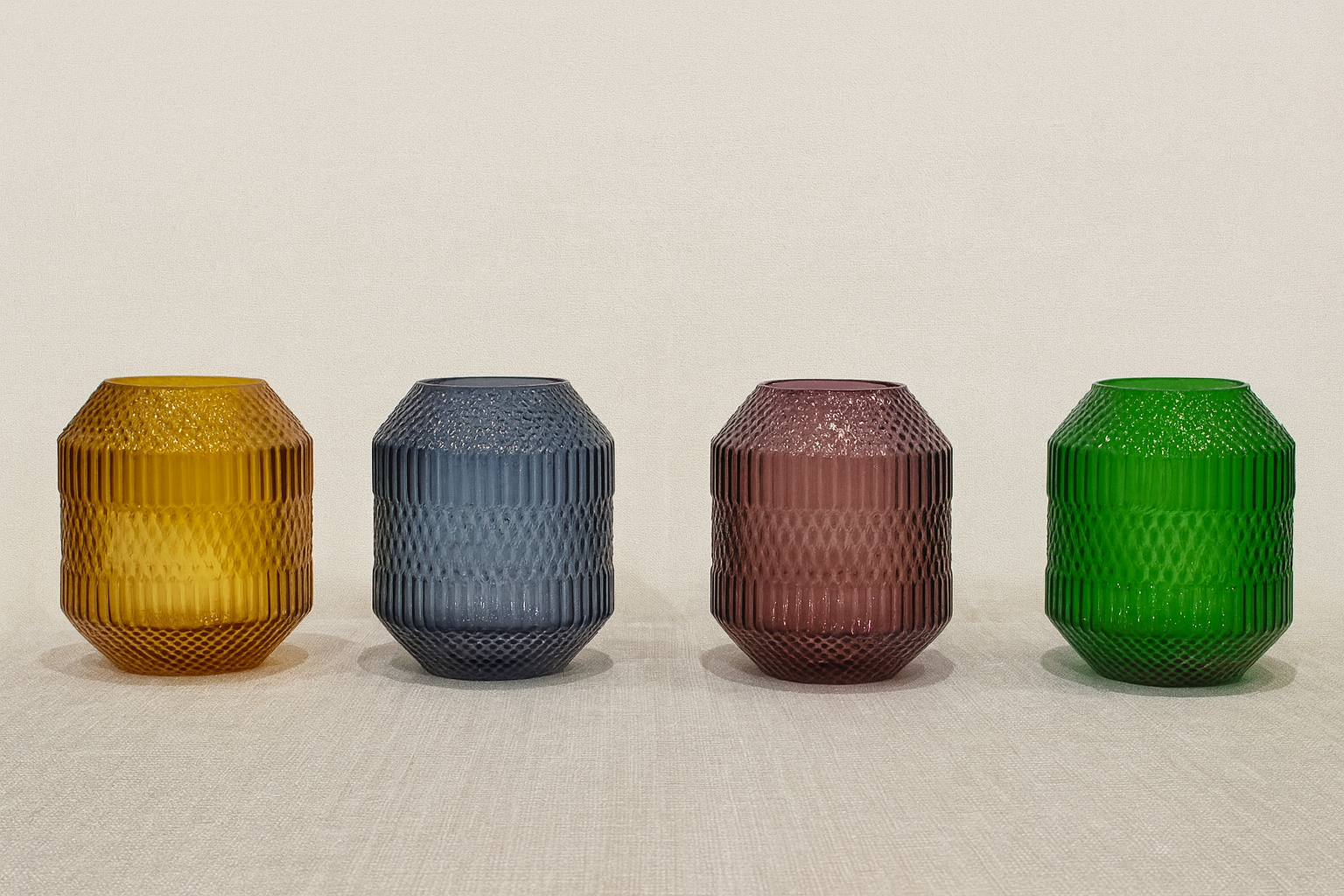 Textured glass vases in jewel tones modern decor collection Decorative textured glass vases modern tabletop styling