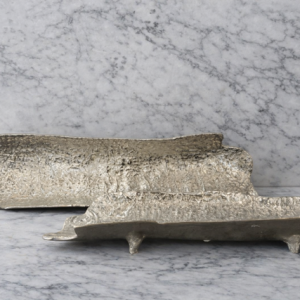 Hunter collection silver metal trays with sculptural textured design modern luxury home decor