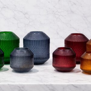 Patrick Textured Geometric Glass Vase – Multiple Colors