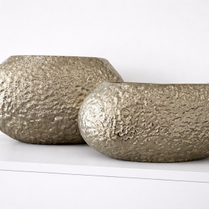 Alex textured metal vase in champagne gold finish modern sculptural decorative bowl for luxury home decor