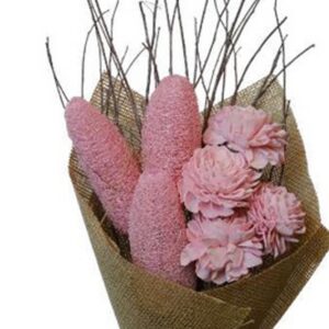Coral pink mixed bouquet luffa