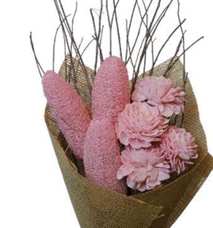 Coral pink mixed bouquet luffa
