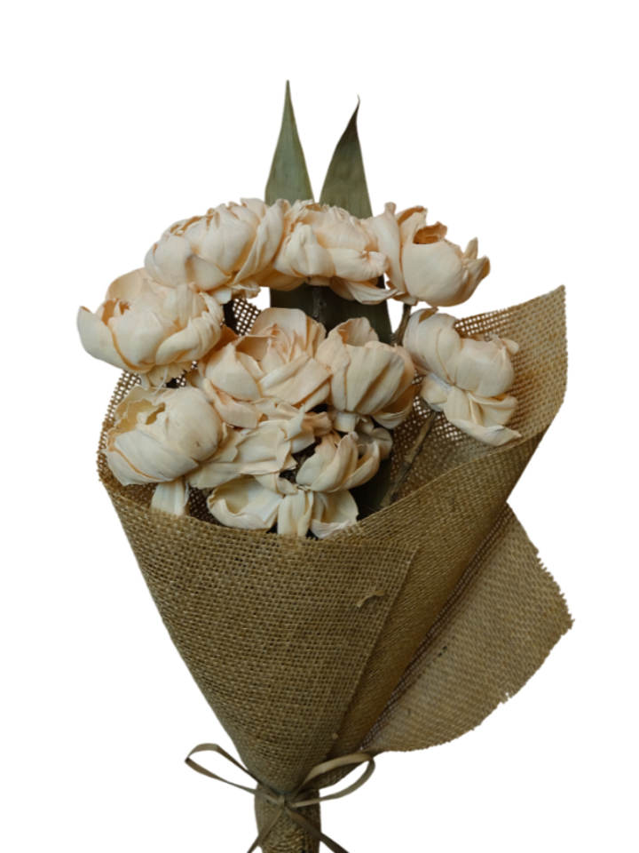 Corn yellow peony flower with leaves