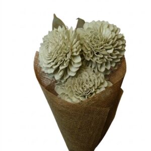 Sage green dahlia flower with leaves