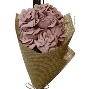 Old pink bourbon rose with cattails