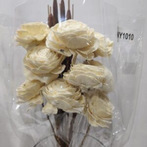 White beauty rose with cattails