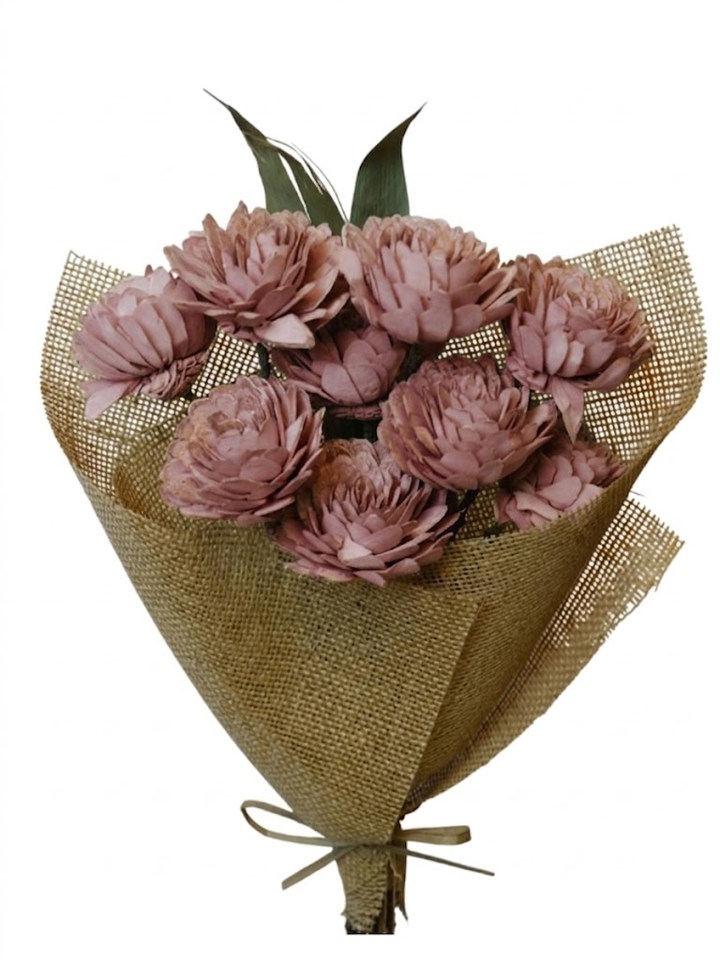 old pink slice flower with leaves