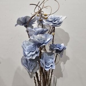 light blue hydrangea with cattails